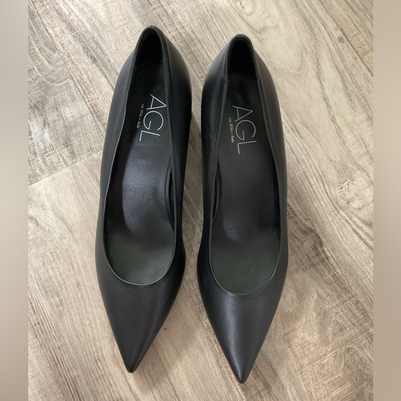 AGL Black Tracy Block Heel Pumps Size 41 - Picture 1 of 6